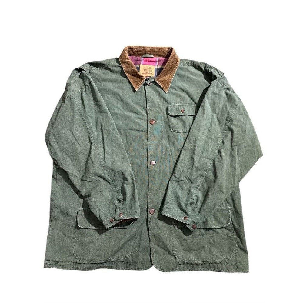 High Sierra Green Field Jacket with Brown Corduroy Collar